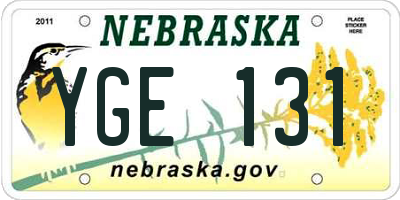 NE license plate YGE131
