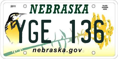 NE license plate YGE136