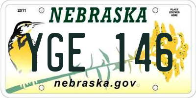 NE license plate YGE146