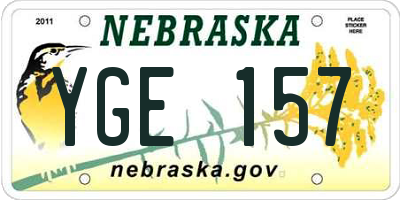 NE license plate YGE157