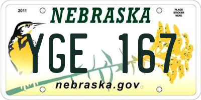 NE license plate YGE167