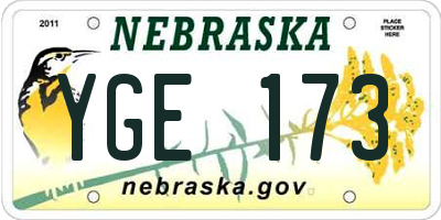 NE license plate YGE173
