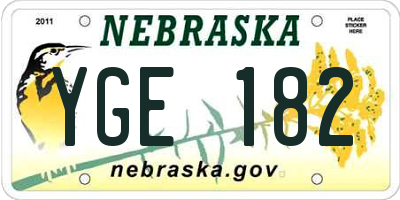 NE license plate YGE182