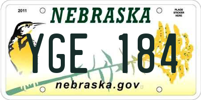 NE license plate YGE184
