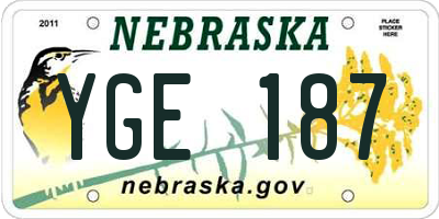 NE license plate YGE187