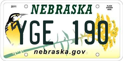 NE license plate YGE190