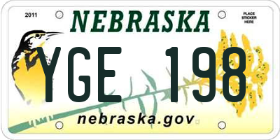 NE license plate YGE198