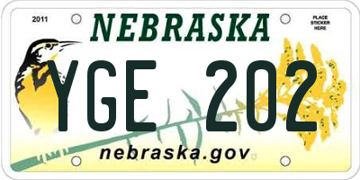 NE license plate YGE202