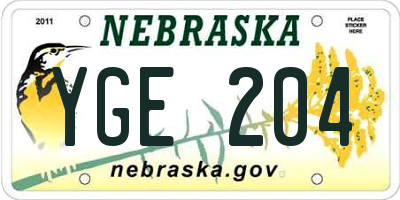 NE license plate YGE204