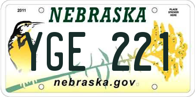 NE license plate YGE221