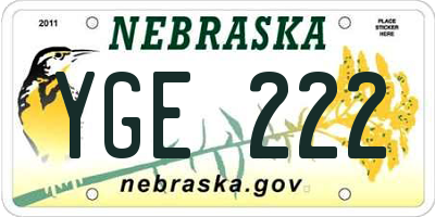NE license plate YGE222