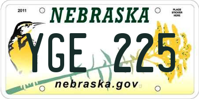 NE license plate YGE225