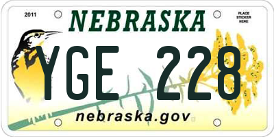 NE license plate YGE228