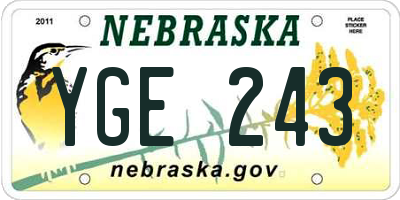 NE license plate YGE243