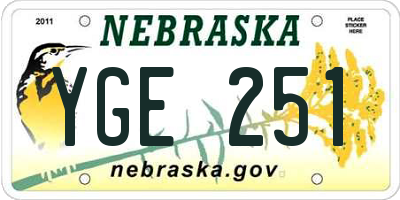 NE license plate YGE251