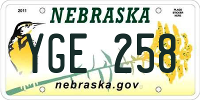 NE license plate YGE258
