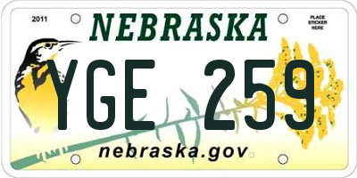 NE license plate YGE259