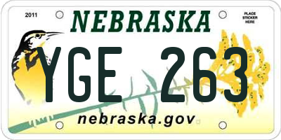 NE license plate YGE263