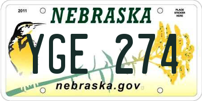 NE license plate YGE274