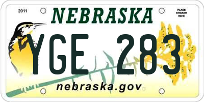 NE license plate YGE283