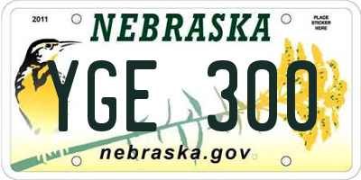NE license plate YGE300