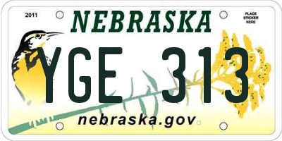 NE license plate YGE313