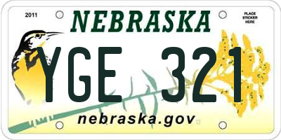 NE license plate YGE321
