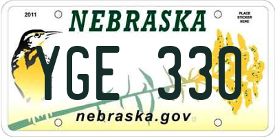 NE license plate YGE330