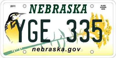 NE license plate YGE335