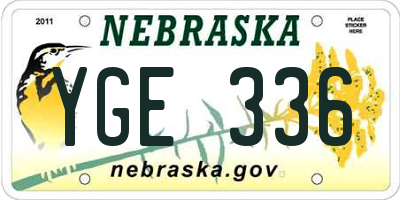 NE license plate YGE336