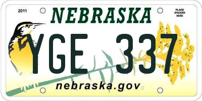 NE license plate YGE337