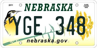 NE license plate YGE348