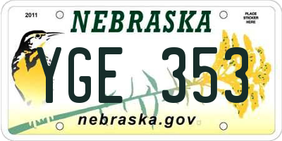 NE license plate YGE353