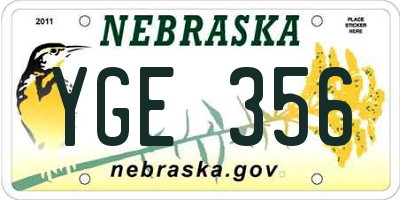 NE license plate YGE356