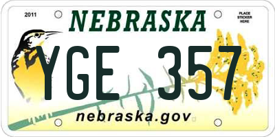 NE license plate YGE357