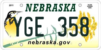 NE license plate YGE358