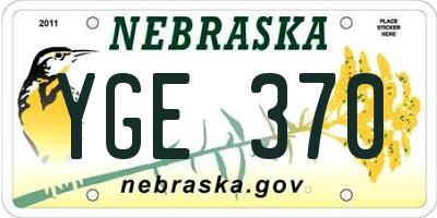 NE license plate YGE370