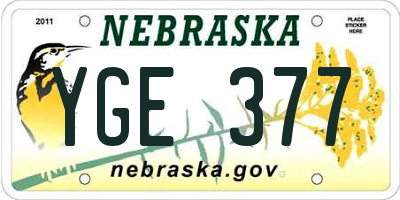 NE license plate YGE377