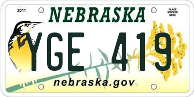 NE license plate YGE419
