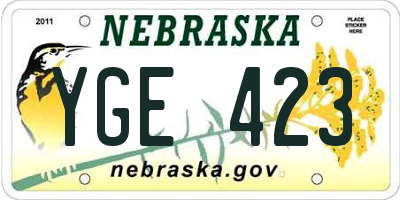 NE license plate YGE423