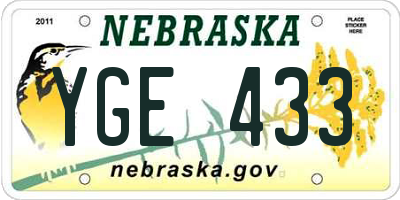NE license plate YGE433