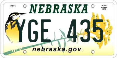NE license plate YGE435