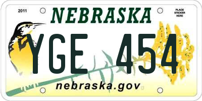 NE license plate YGE454