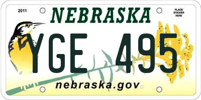 NE license plate YGE495