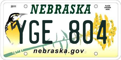 NE license plate YGE804