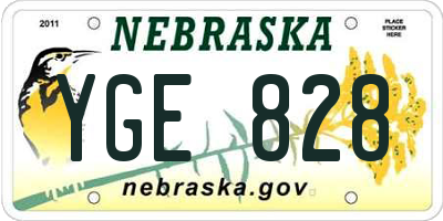 NE license plate YGE828