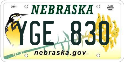 NE license plate YGE830