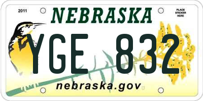 NE license plate YGE832