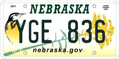 NE license plate YGE836