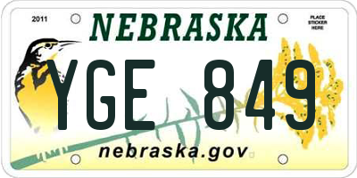 NE license plate YGE849